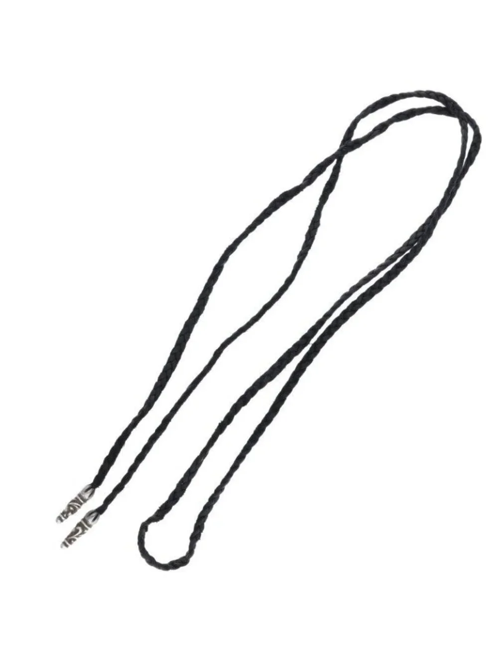 Chrome Hearts Leather Braid Scroll Blade Silver Necklace